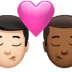 👨🏻‍❤️‍💋‍👨🏾 kiss: man, man, light skin tone, medium-dark skin tone display on Apple